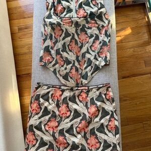 Miaou Black and Pink Floral Skirt Set